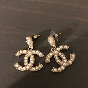 Chanel Gold and Pearl Earrings
